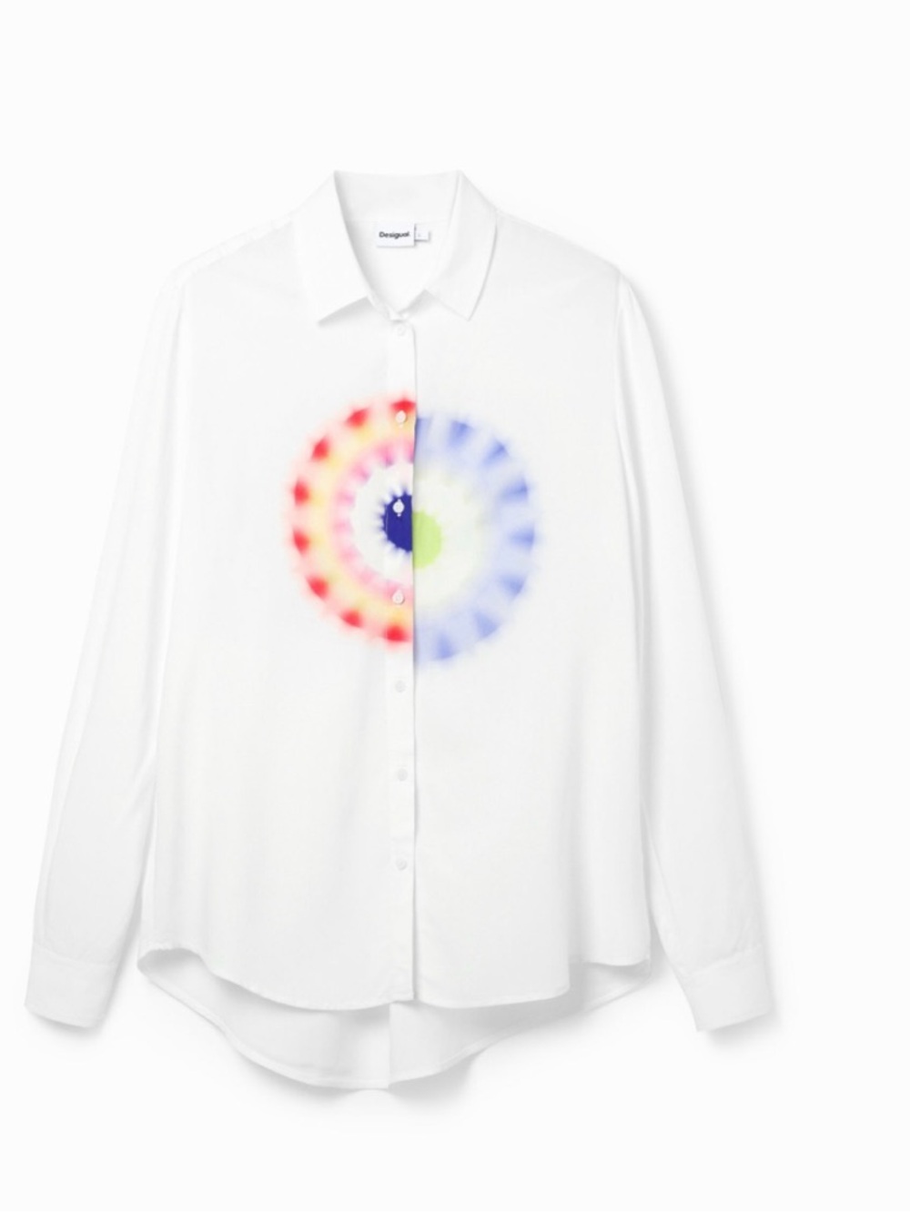 Desigual White Shirt with Multicolor Radial Burst